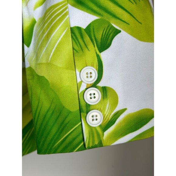 Tropical Leaf Print Womens Blazer Jacket - 3/4 Sleeve - Button Closure - Stylish - Picture 7 of 10
